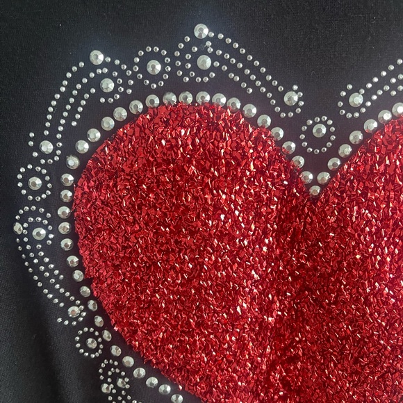 Valentine’s Day Special Black Tee with Lush Red Embroidered Heart - Picture 5 of 9